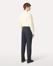 Pantalone Blu In Crepe Gabardine Stretch