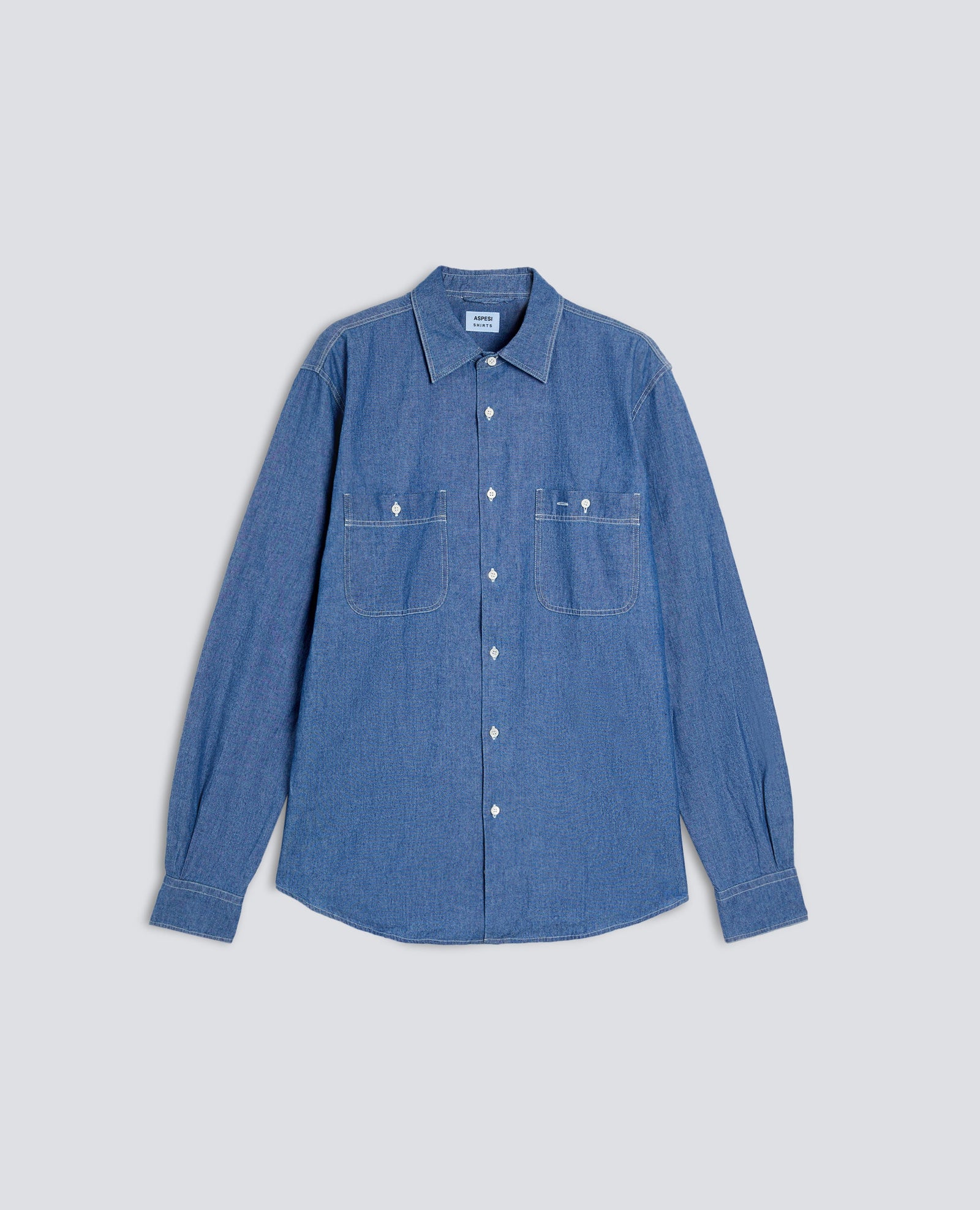 Camicia Da Lavoro New C Slim In Chambray Di Cotone Medio