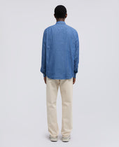 Camicia Da Lavoro New C Slim In Chambray Di Cotone Medio