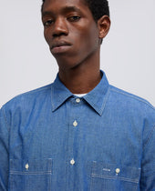 Camicia Da Lavoro New C Slim In Chambray Di Cotone Medio