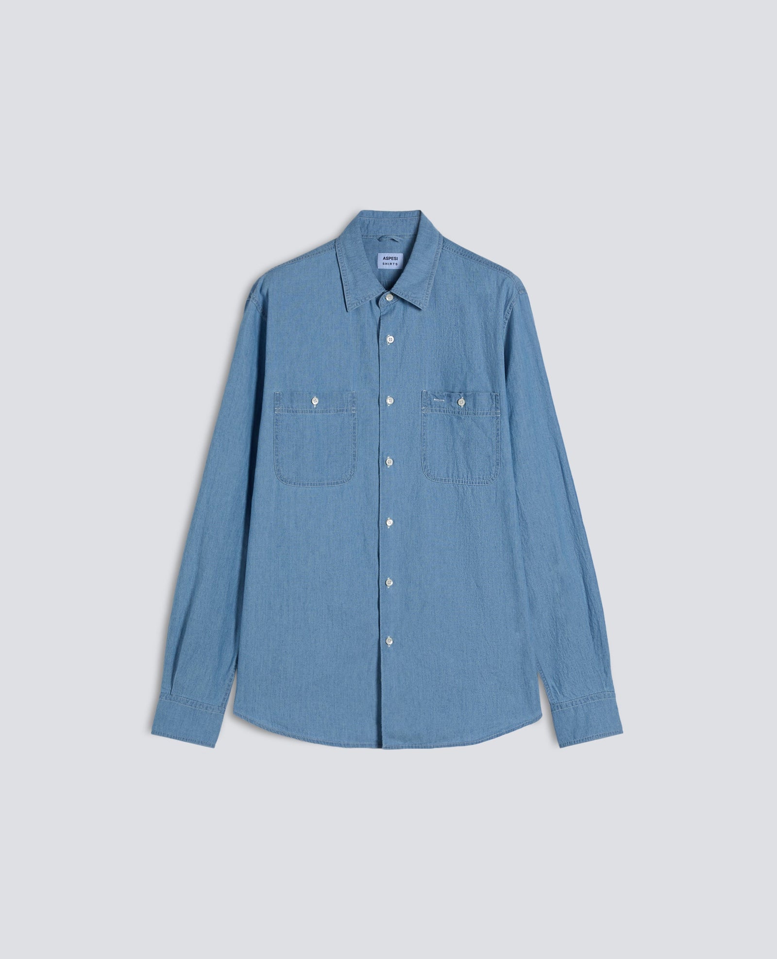 Camicia Da Lavoro New C Slim In Chambray Di Cotone Chiaro