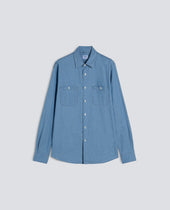 CAMICIA DA LAVORO NEW C SLIM IN CHAMBRAY DI COTONE - DENIM CHIARO