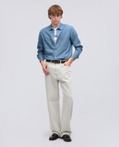 Camicia Da Lavoro New C Slim In Chambray Di Cotone Chiaro