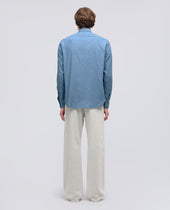 Camicia Da Lavoro New C Slim In Chambray Di Cotone Chiaro