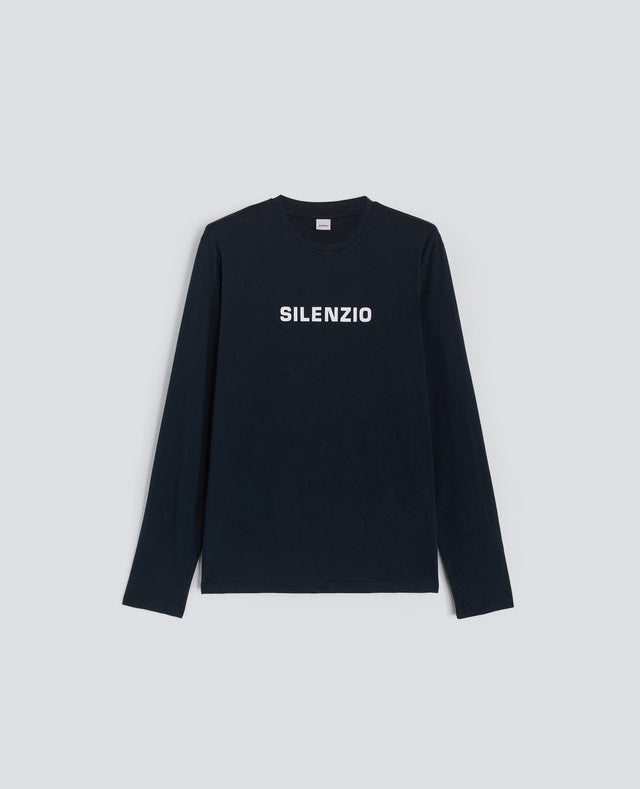 T-SHIRT A MANICHE LUNGHE SILENZIO - NAVY