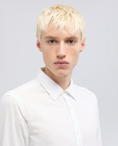 Camicia Classica In Chambray Di Cotone Leggero Indiano Bianco