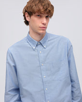 Camicia In Cotone Oxford Con Collo Button Down Azzurro