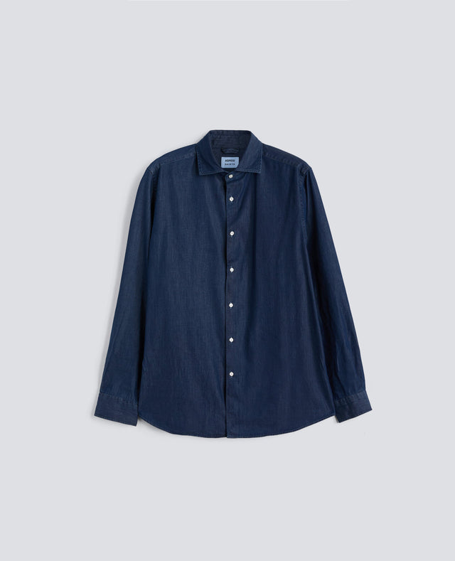 CAMICIA VIC IN MICRO TWILL DI CHAMBRAY - DENIM MEDIO