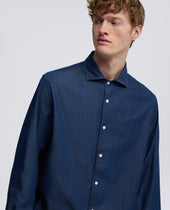 Camicia Vic In Micro Twill Di Chambray Medio
