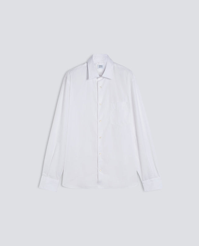CAMICIA CLASSICA IN POPELINE DI COTONE CON TASCHINO - BIANCO