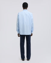 Camicia Classica In Cotone Con Taschino Azzurro