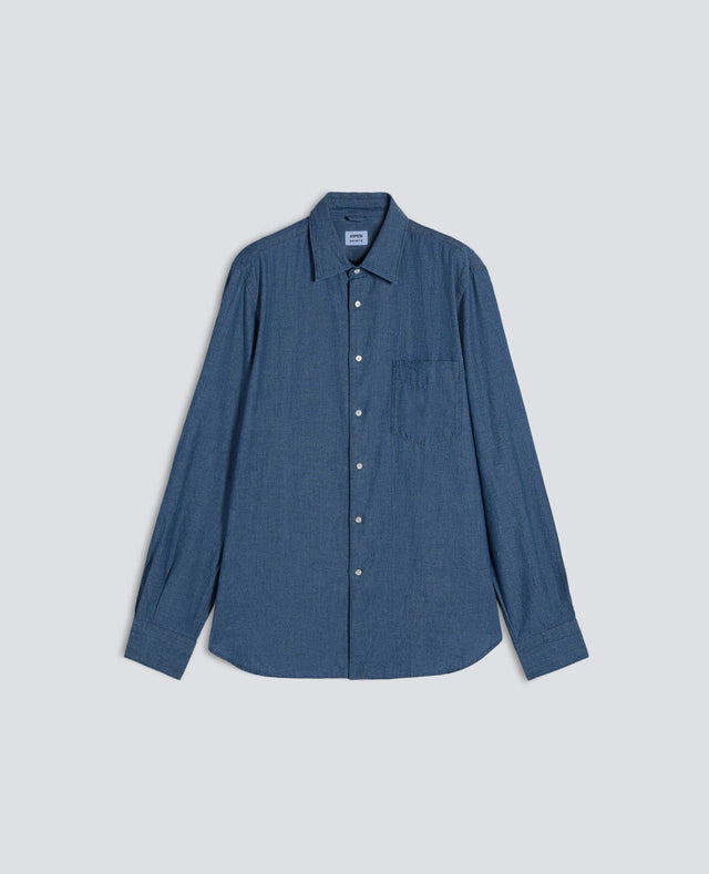 CAMICIA IN CHAMBRAY DI COTONE GIAPPONESE - DENIM MEDIO