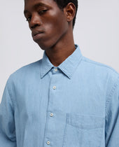 Camicia In Chambray Di Cotone Giapponese Chiaro