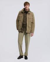 Mini Field Jacket Cot In Tela Di Misto Cotone Tortora
