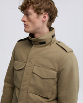 Mini Field Jacket Cot In Tela Di Misto Cotone Tortora