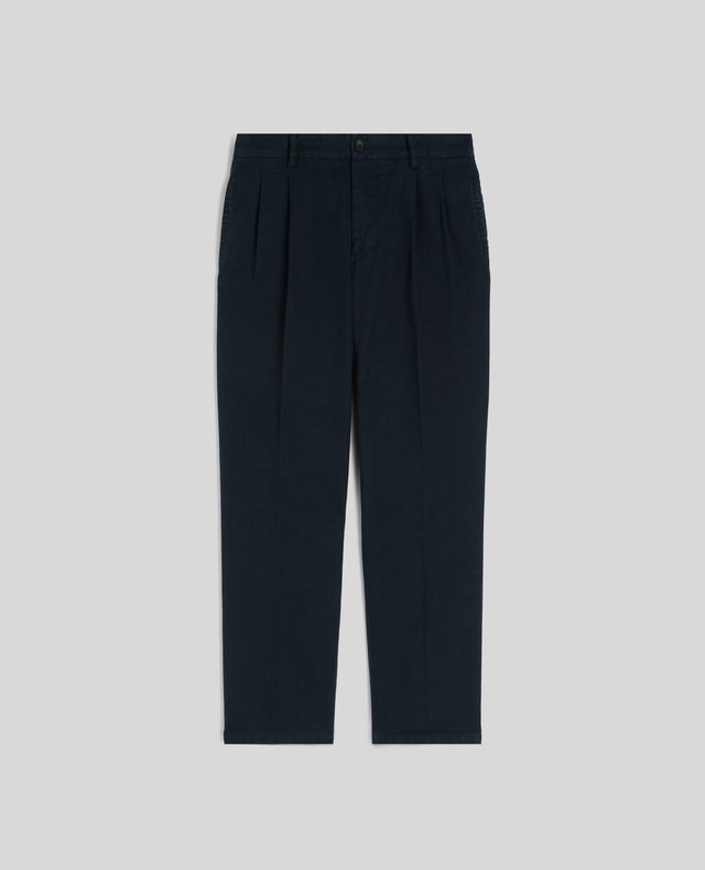 PANTALONE SLIM BANANA IN GABARDINA DI COTONE - NAVY