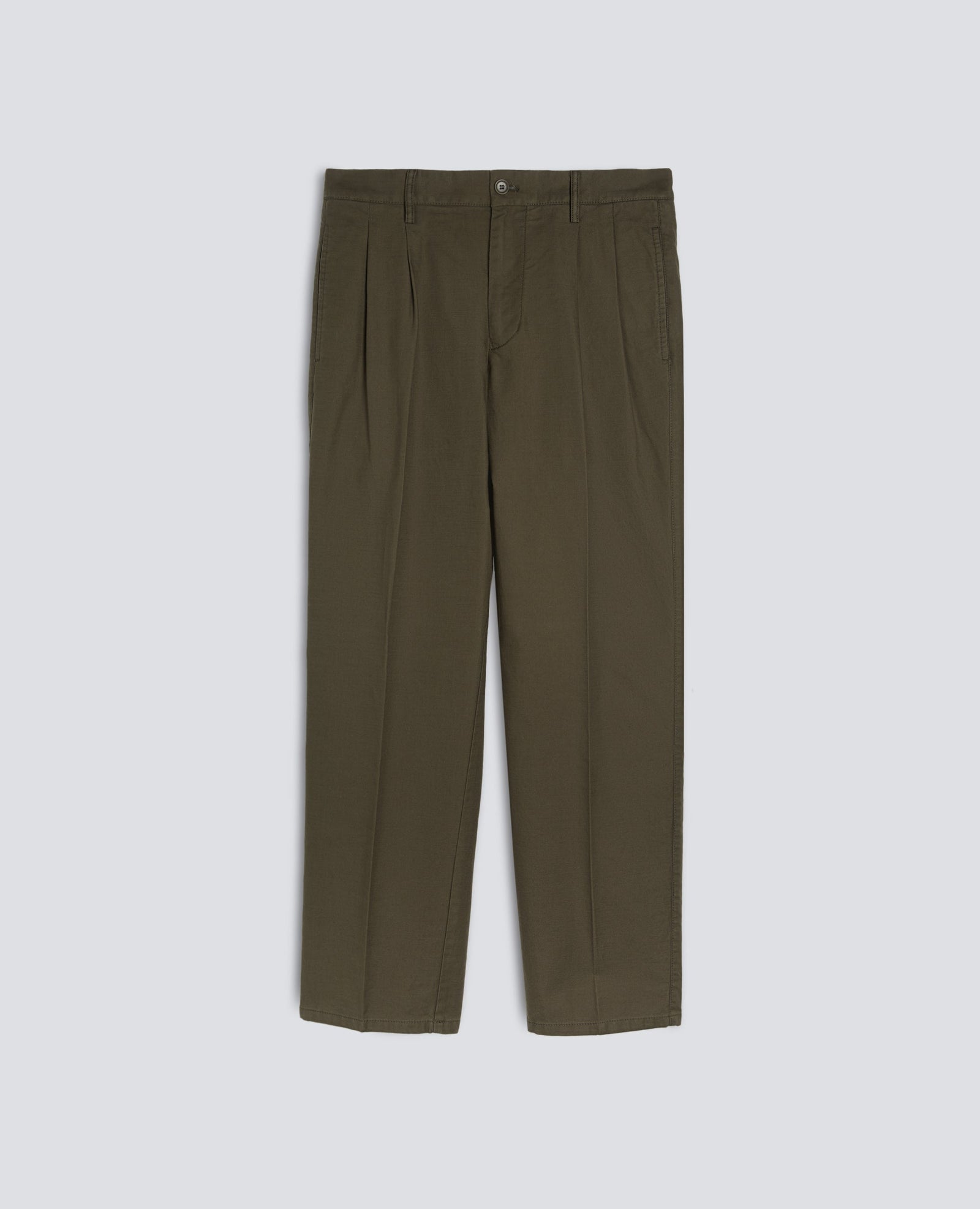 Pantalone Slim Banana In Gabardina Di Cotone Militare