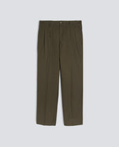 PANTALONE SLIM BANANA IN GABARDINA DI COTONE - MILITARE
