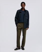 Pantalone Slim Banana In Gabardina Di Cotone Militare