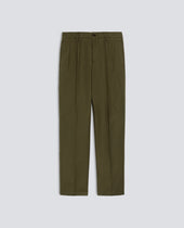 Cotton Gabardine Trousers With Pleats