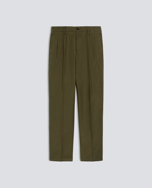 COTTON GABARDINE TROUSERS WITH PLEATS