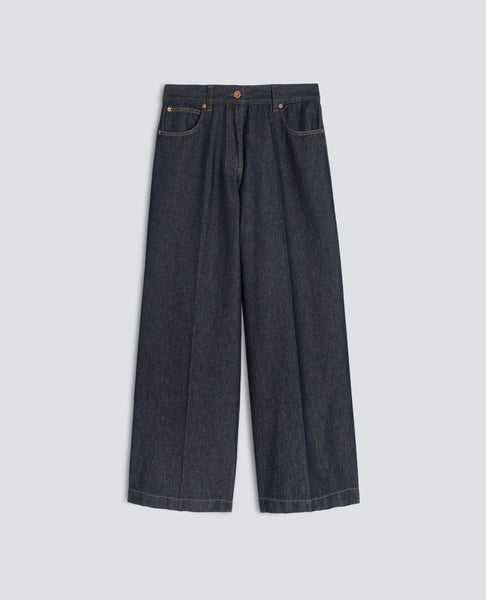 WIDE LEG DENIM TROUSERS