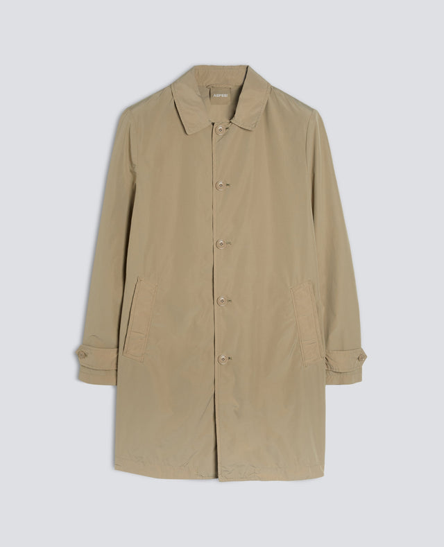 IMPERMEABILE IN POLIESTERE E NYLON COMPATTO - BEIGE
