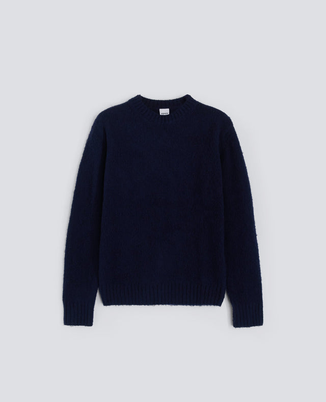 MAGLIA GIROCOLLO IN LANA SHETLAND - NAVY