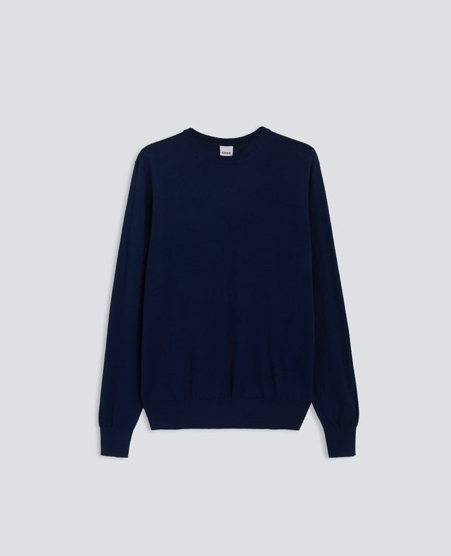 MAGLIA GIROCOLLO IN LANA RASATA - BLU