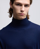 Maglia Dolcevita In Lana Merino Blu