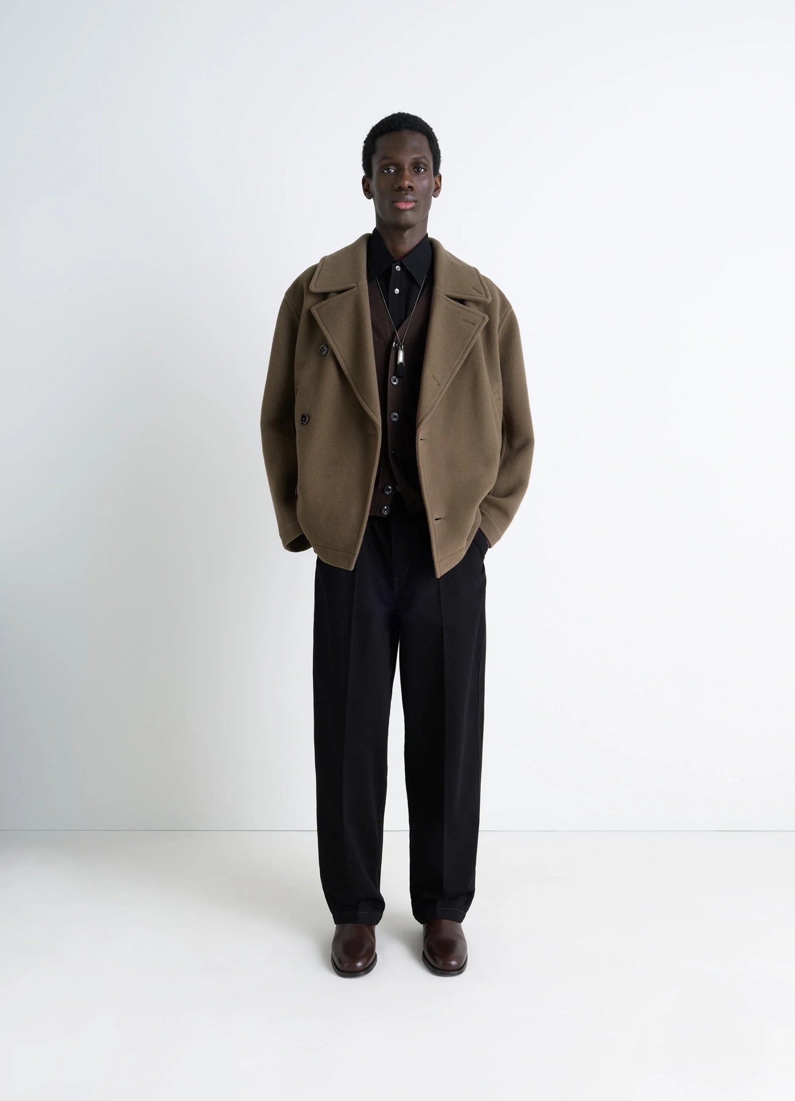 Boxy Peacoat In Wool