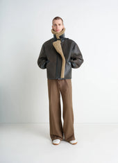 SHEARLING COAT IN LEATHER