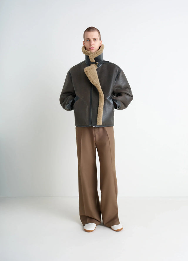 SHEARLING COAT IN LEATHER