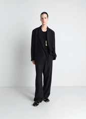 Soft Tailoring Double Breasted Coat In Linen Viscose