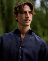 French Linen One Piece Collar Riviera Shirt In