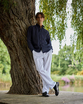 French Linen One Piece Collar Riviera Shirt In