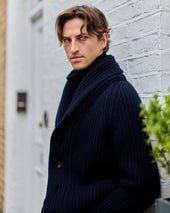 Superfine Lambswool Shawl Collar Cardigan In