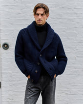 Superfine Lambswool Shawl Collar Cardigan In