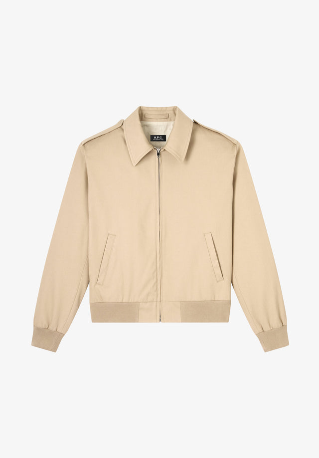 Blouson beige en gabardine de coton