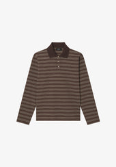 Long-sleeve striped polo shirt