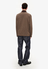 Long-sleeve striped polo shirt