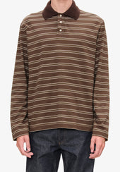 Long-sleeve striped polo shirt