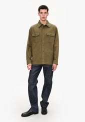 Solid-colour cotton overshirt