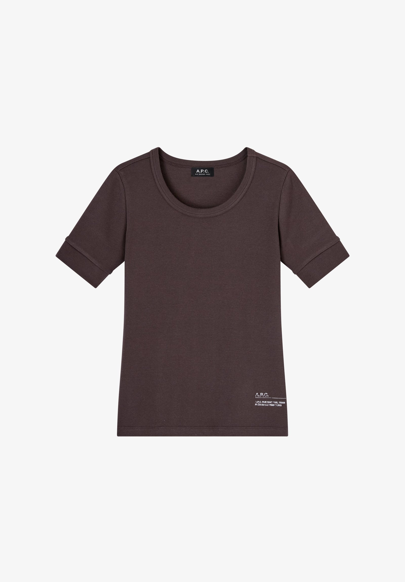 T Shirt Marron Ajust Imprim Effet Tampon