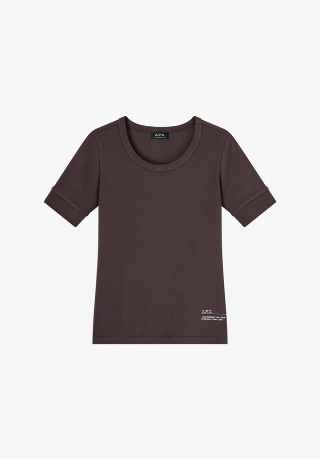 T-Shirt marron ajusté à imprimé effet tampon