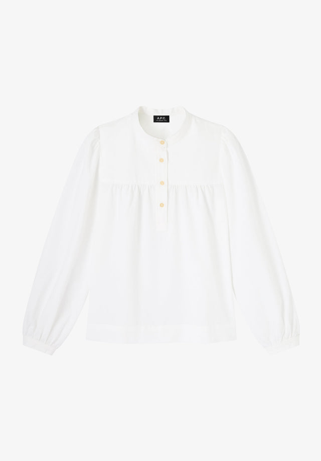 Chemise blanche blousée à col officier