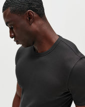 Cole - Black Ribbed Cotton Slim-Fit T-Shirt