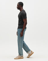 Cole - Black Ribbed Cotton Slim-Fit T-Shirt