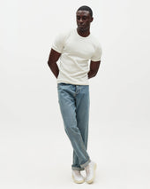 Cole - Off White Ribbed Cotton Slim-Fit T-Shirt
