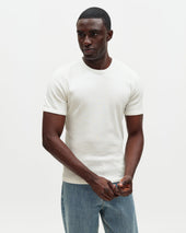 Cole - Off White Ribbed Cotton Slim-Fit T-Shirt
